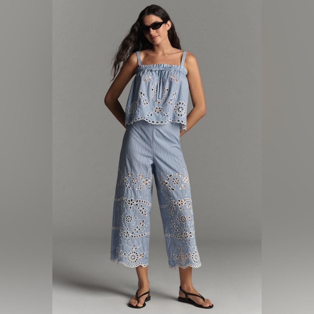 NWT Anthropologie Maeve Eyelet-Stripe Tank, Size XL - Picture 4 of 7